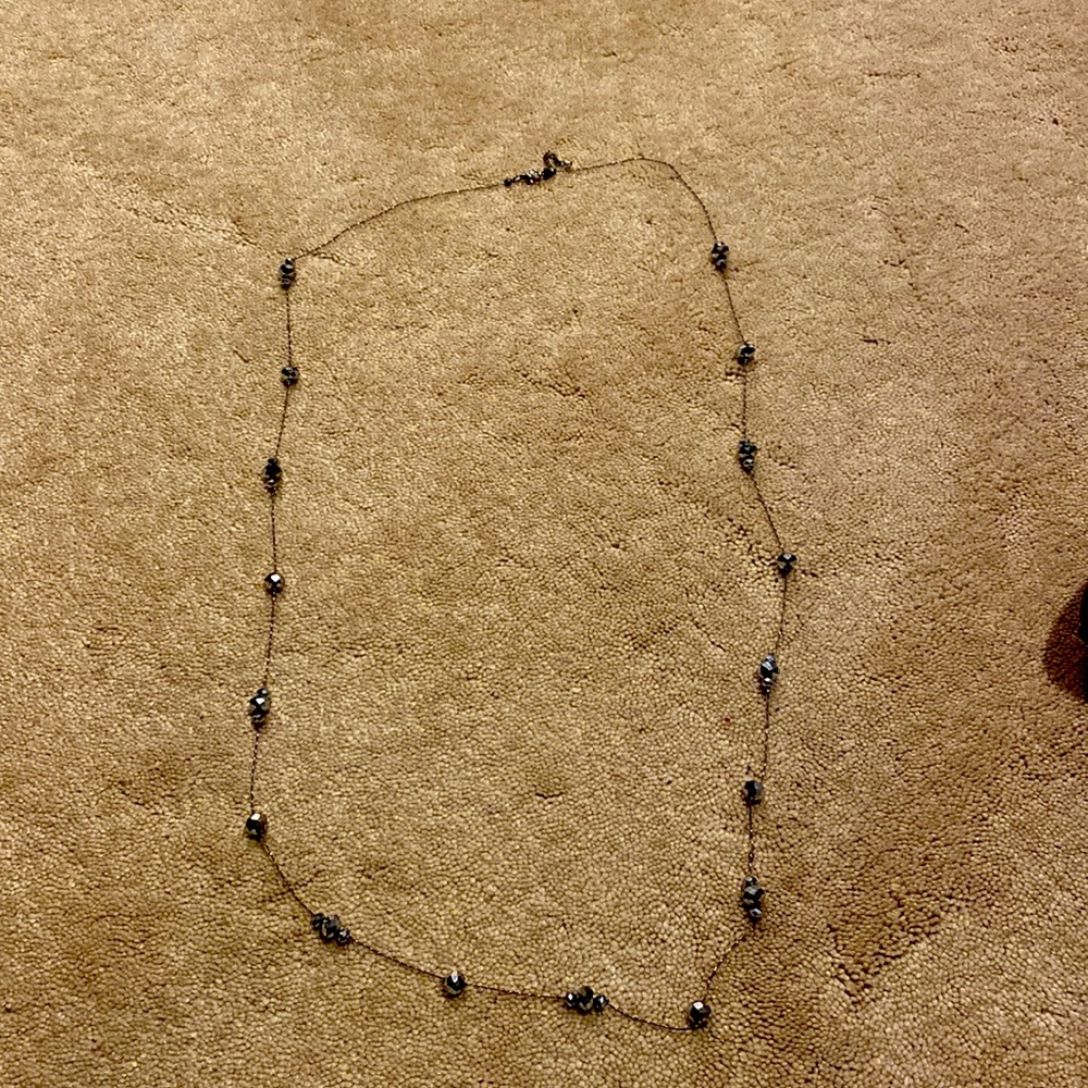 Silver beaded long necklace